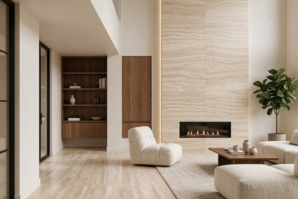 TILE BEIGE HAMMERED TRAVERTINE 18" x 18" x 3/4 VEIN CUT