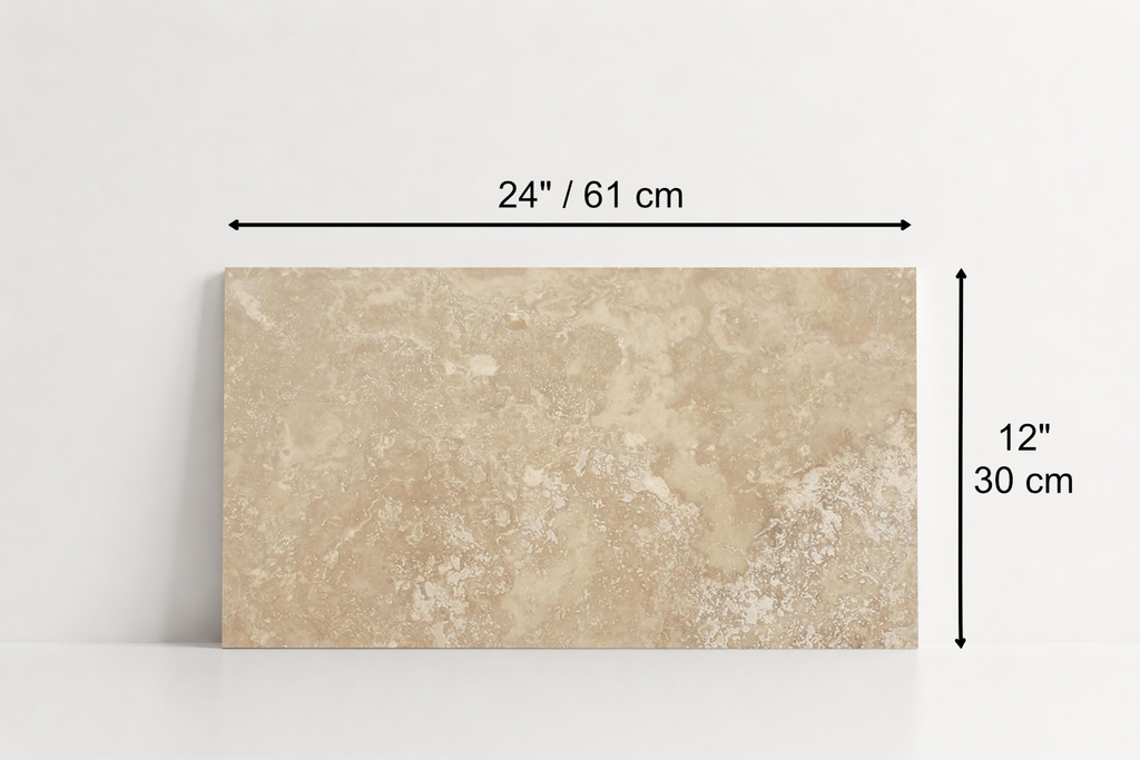 PAVER BEIGE HONED TRAVERTINE 12" X 24" X 1 1/4" CROSS CUT