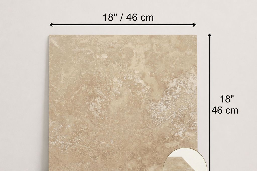 TILE BEIGE HONED TRAVERTINE 18" x 18" x 3/8 CROSS CUT