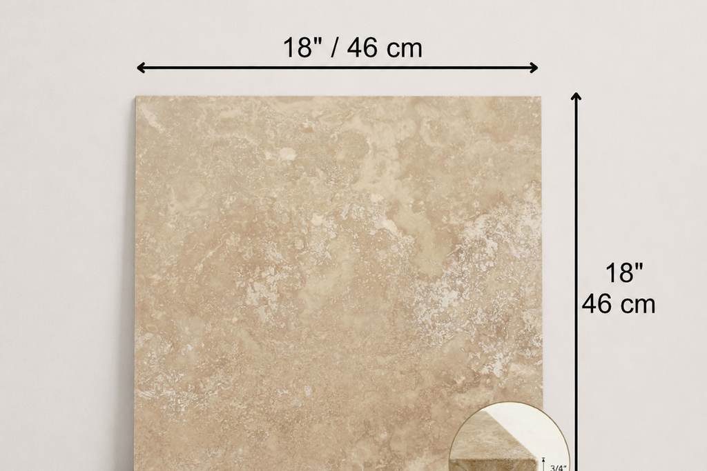 TILE BEIGE HONED TRAVERTINE 18" x 18" x 3/4 CROSS CUT