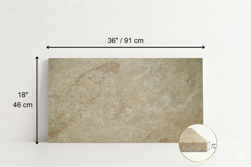 TILE BEIGE HONED TRAVERTINE 18" x 36" x 3/4 CROSS CUT