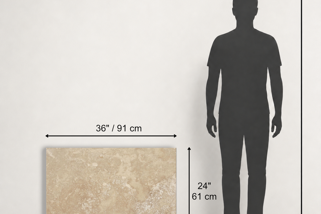 TILE BEIGE HONED TRAVERTINE 24" x 36" x 3/4 CROSS CUT