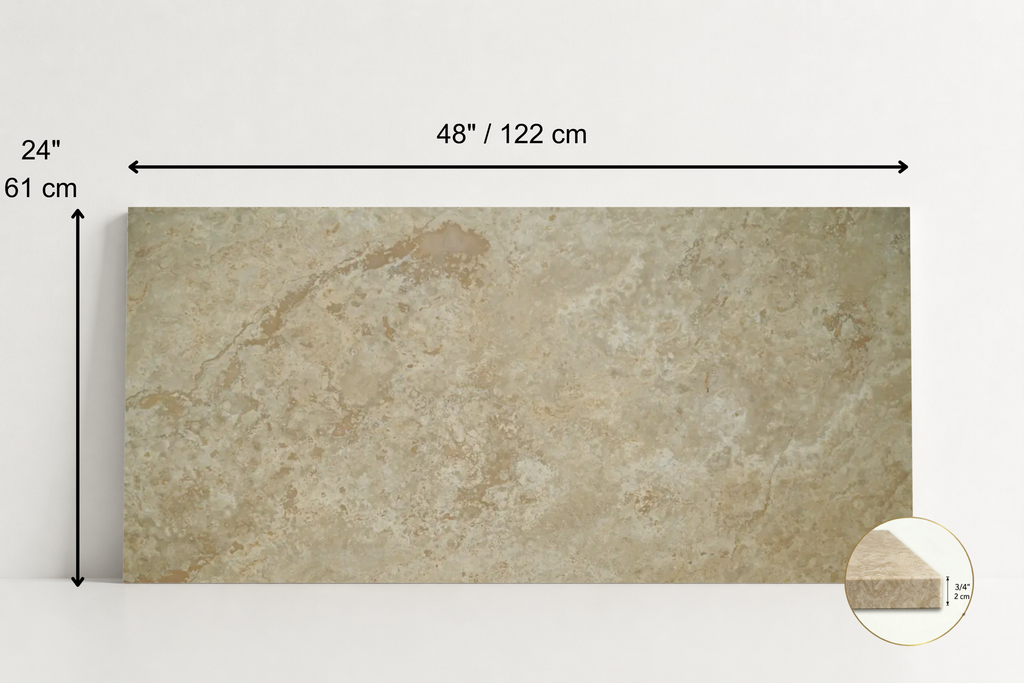 TILE BEIGE HONED TRAVERTINE 24" x 48" x 3/4 CROSS CUT