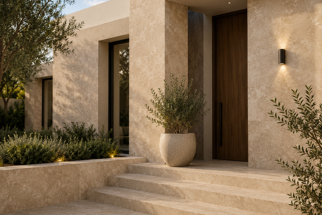 SLAB BEIGE HONED TRAVERTINE 71" x 100" x 3/4" CROSS CUT