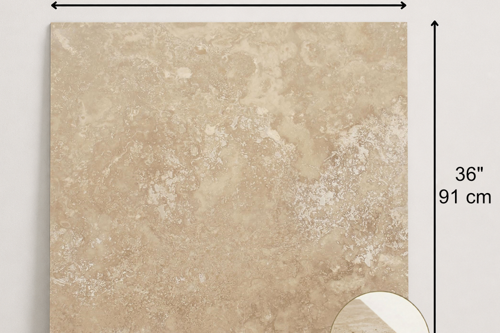 TILE BEIGE HONED TRAVERTINE 36" x 36" x 3/4 CROSS CUT