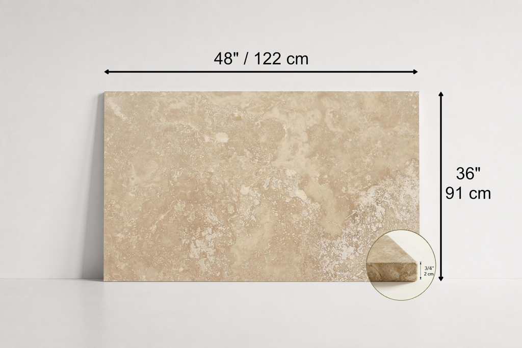 TILE BEIGE HONED TRAVERTINE 36" x 48" x 3/4 CROSS CUT