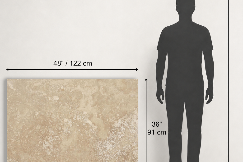 TILE BEIGE HONED TRAVERTINE 36" x 48" x 3/4 CROSS CUT