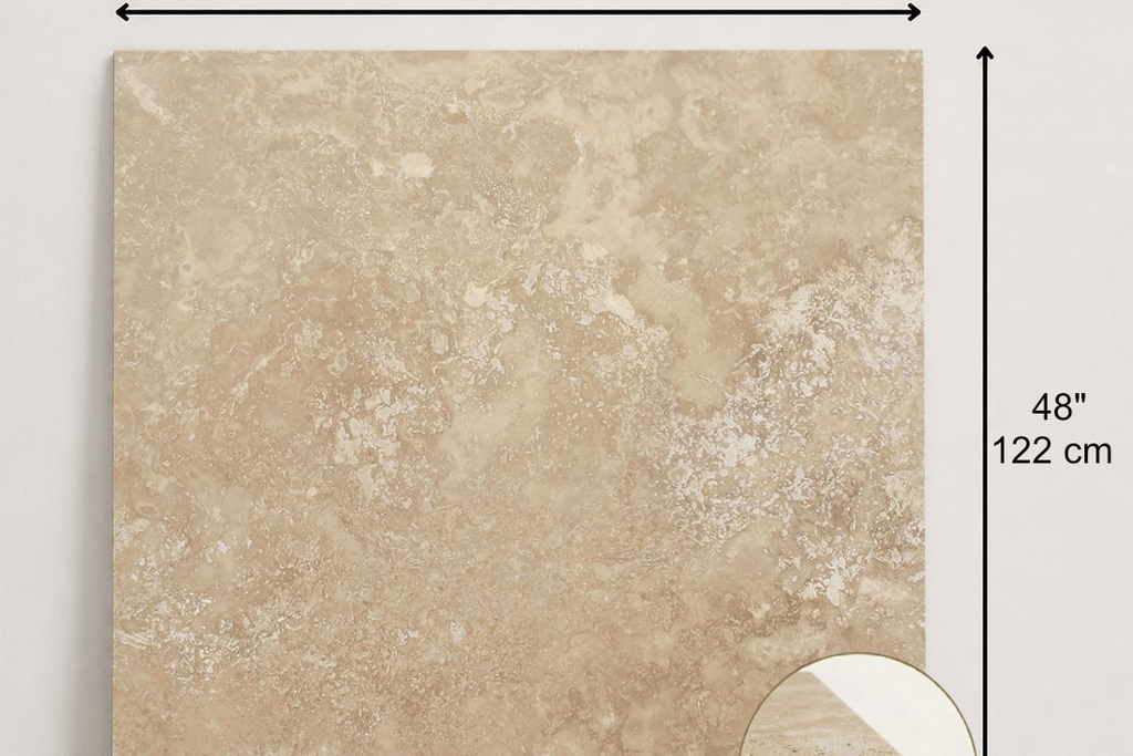 TILE BEIGE HONED TRAVERTINE 48" x 48" x 3/4 CROSS CUT