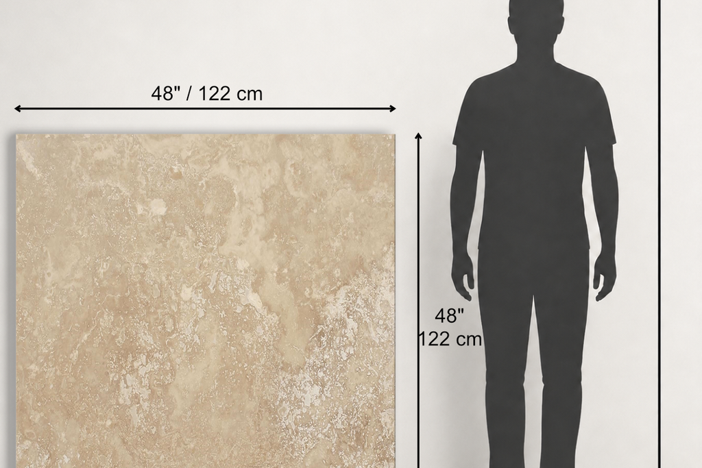 TILE BEIGE HONED TRAVERTINE 48" x 48" x 3/4 CROSS CUT