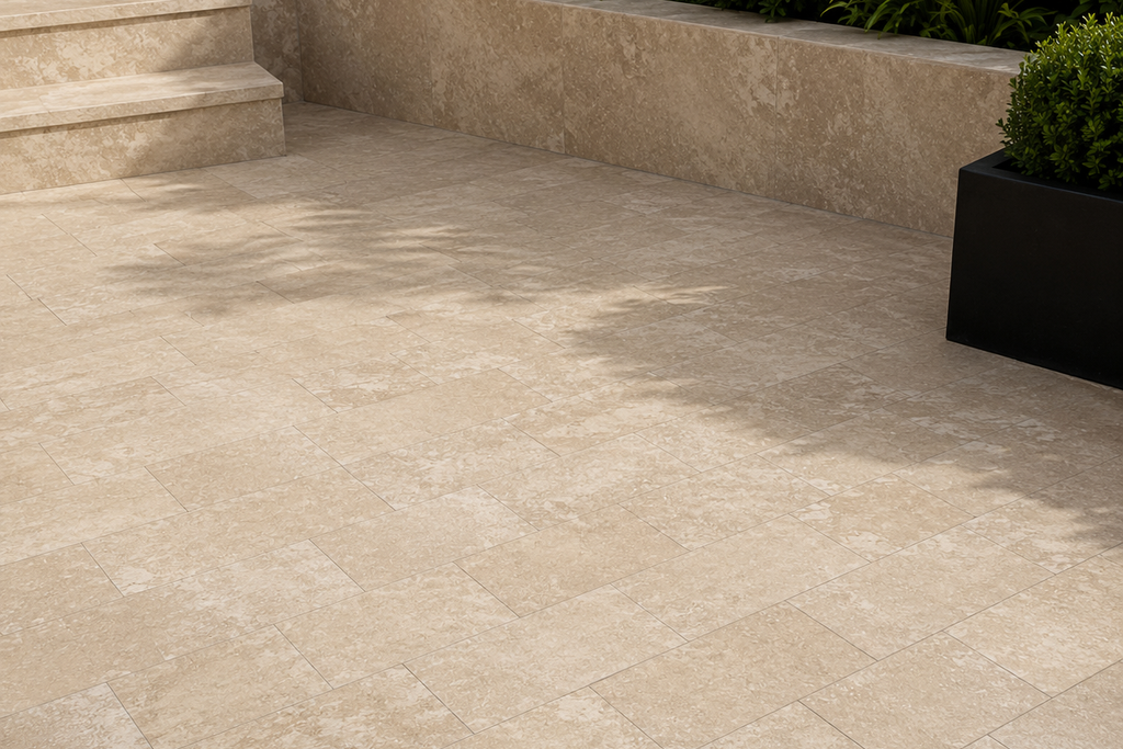 PAVERS BEIGE HONED TRAVERTINE 6" X 12" X 1 1/4" CROSS CUT