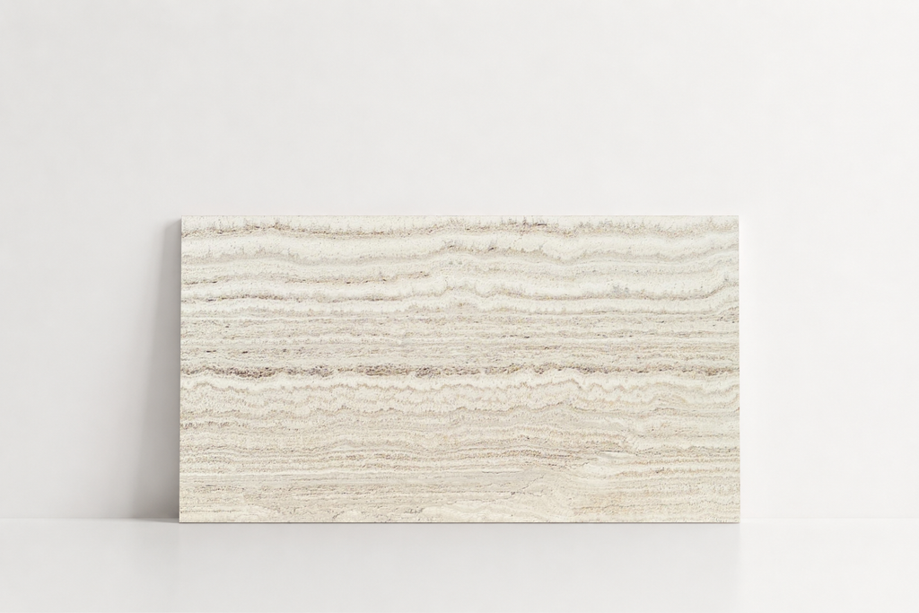 TILE BEIGE HONED TRAVERTINE 12" x 24" x 3/8 VEIN CUT
