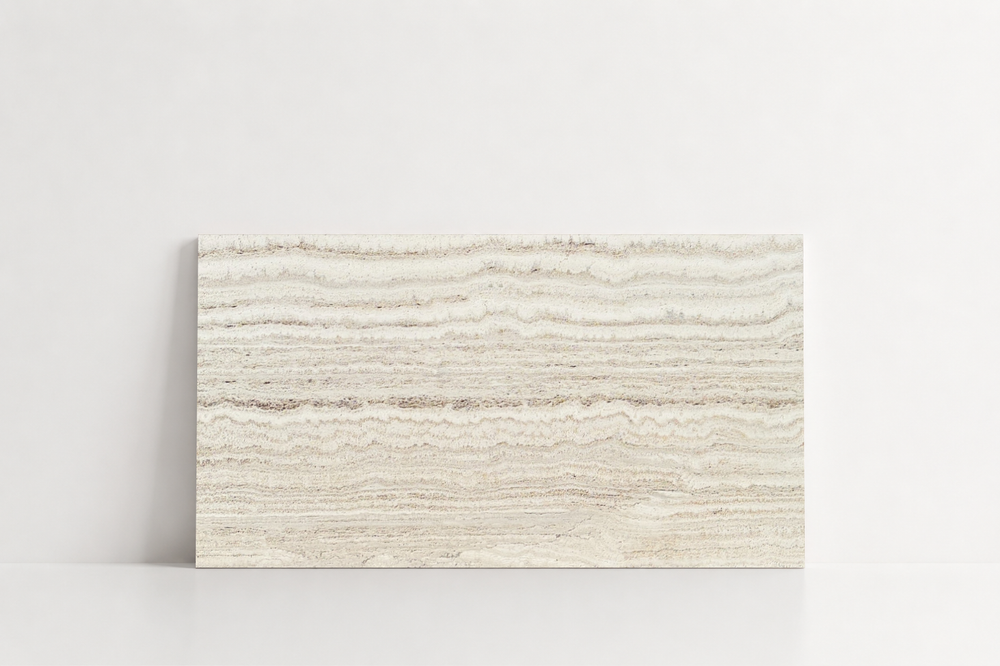 TILE BEIGE HONED TRAVERTINE 12" x 24" x 3/4 VEIN CUT