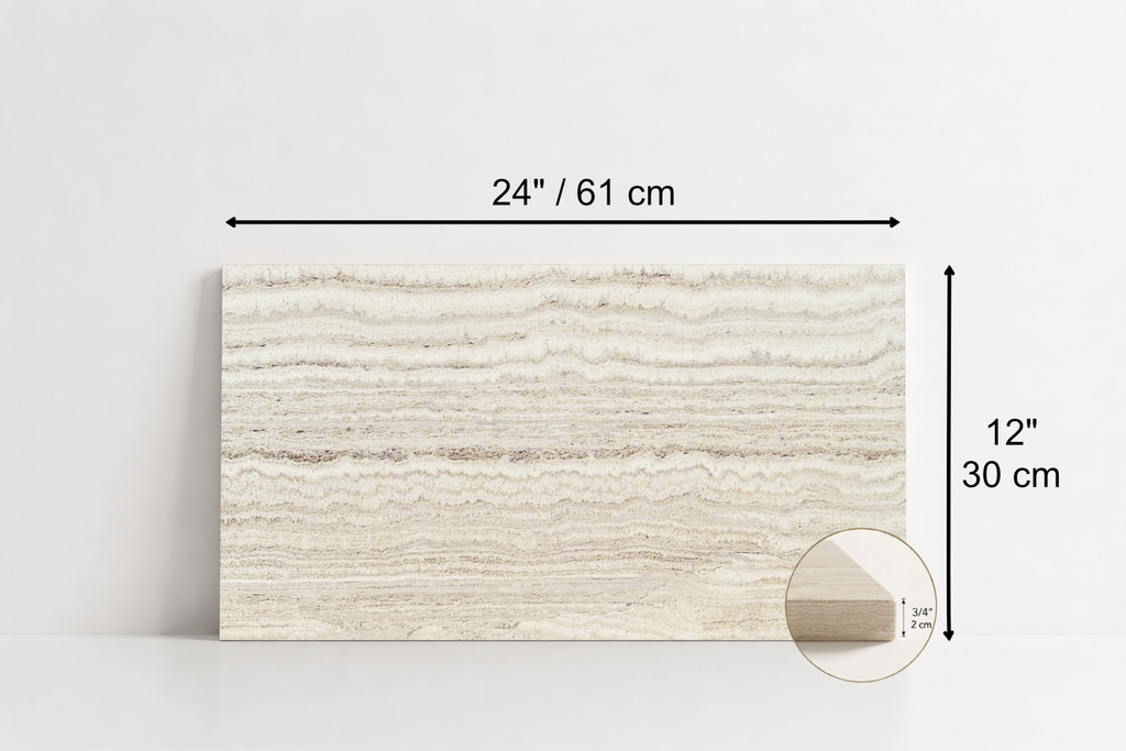 TILE BEIGE HONED TRAVERTINE 12" x 24" x 3/4 VEIN CUT