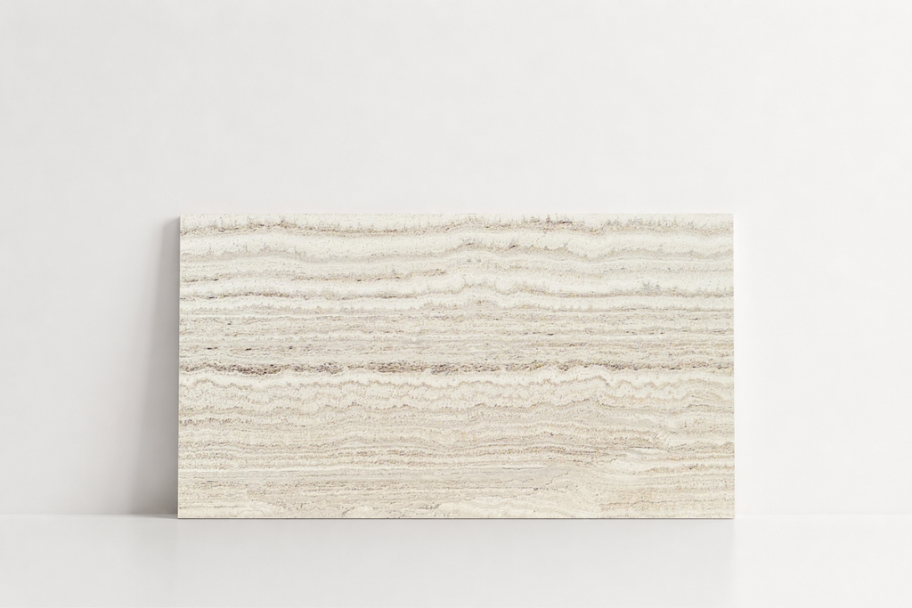 PAVERS BEIGE HONED TRAVERTINE 12" X 24" X 1 1/4" VEIN CUT