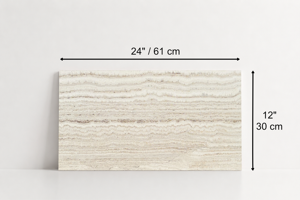 PAVER BEIGE HONED TRAVERTINE 12" X 24" X 1 1/4" VEIN CUT