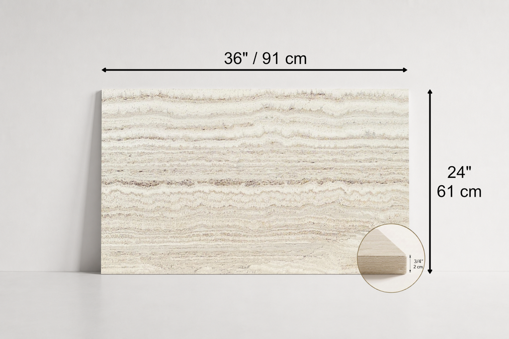 TILE BEIGE HONED TRAVERTINE 24" x 36" x 3/4 VEIN CUT