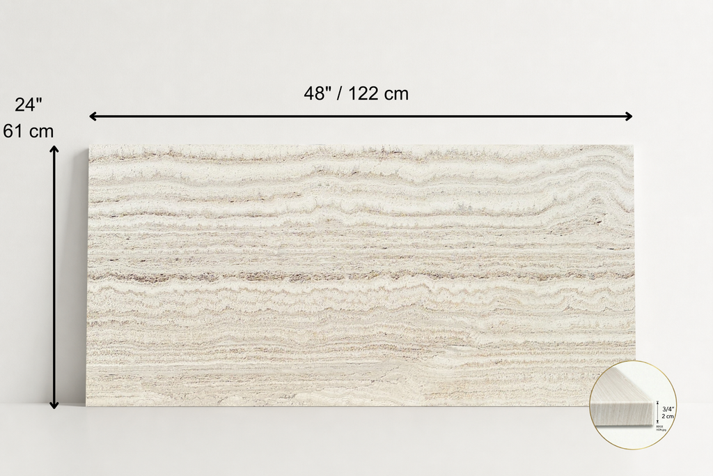 TILE BEIGE HONED TRAVERTINE 24" x 48" x 3/4 VEIN CUT