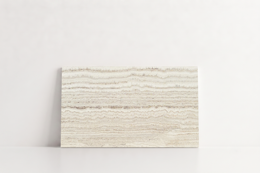 PAVERS BEIGE HONED TRAVERTINE 6" X 12" X 1 1/4" VEIN CUT