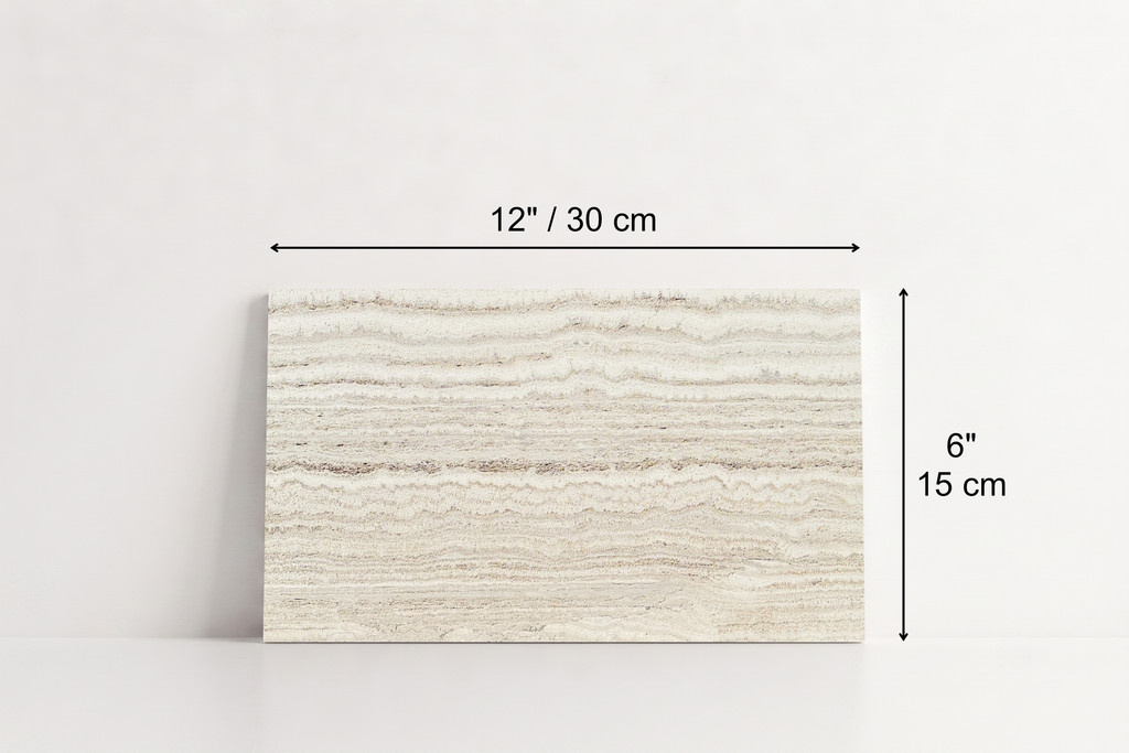 PAVERS BEIGE HONED TRAVERTINE 6" X 12" X 1 1/4" VEIN CUT