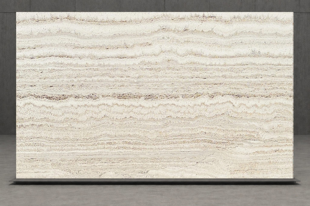 SLAB BEIGE HONED TRAVERTINE 71" x 100" x 3/4" VEIN CUT