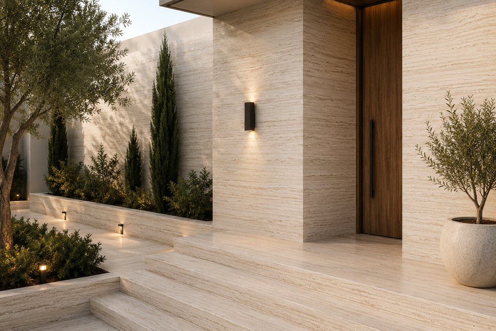 SLAB BEIGE HONED TRAVERTINE 71" x 100" x 3/4" VEIN CUT