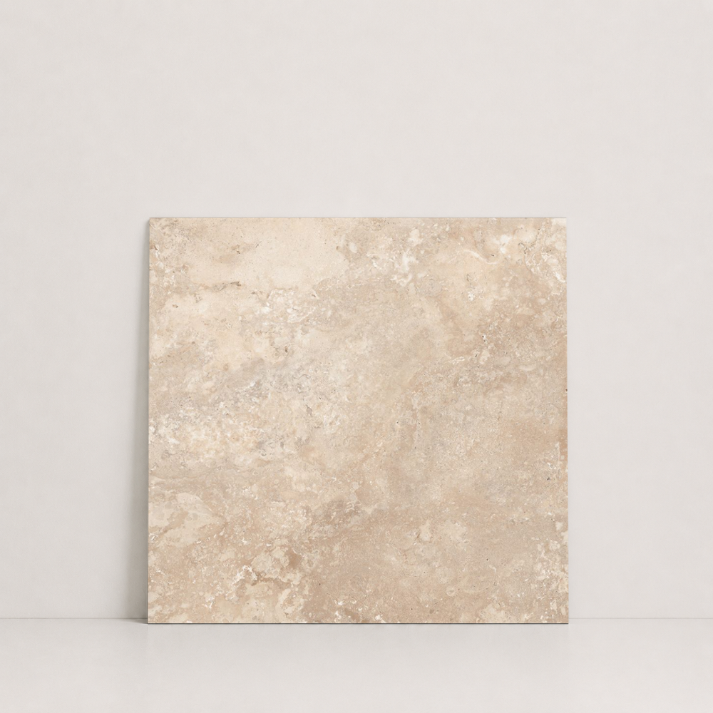 TILE BEIGE LEATHER TRAVERTINE 18" x 18" x 3/8 CROSS CUT