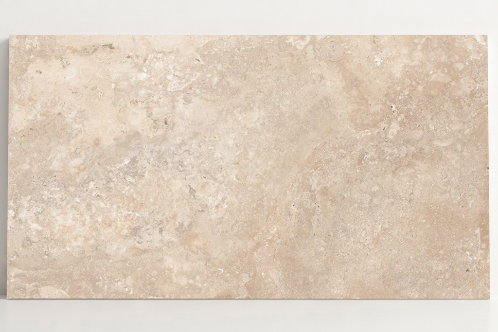 TILE BEIGE LEATHER TRAVERTINE 18" x 36" x 3/8 CROSS CUT