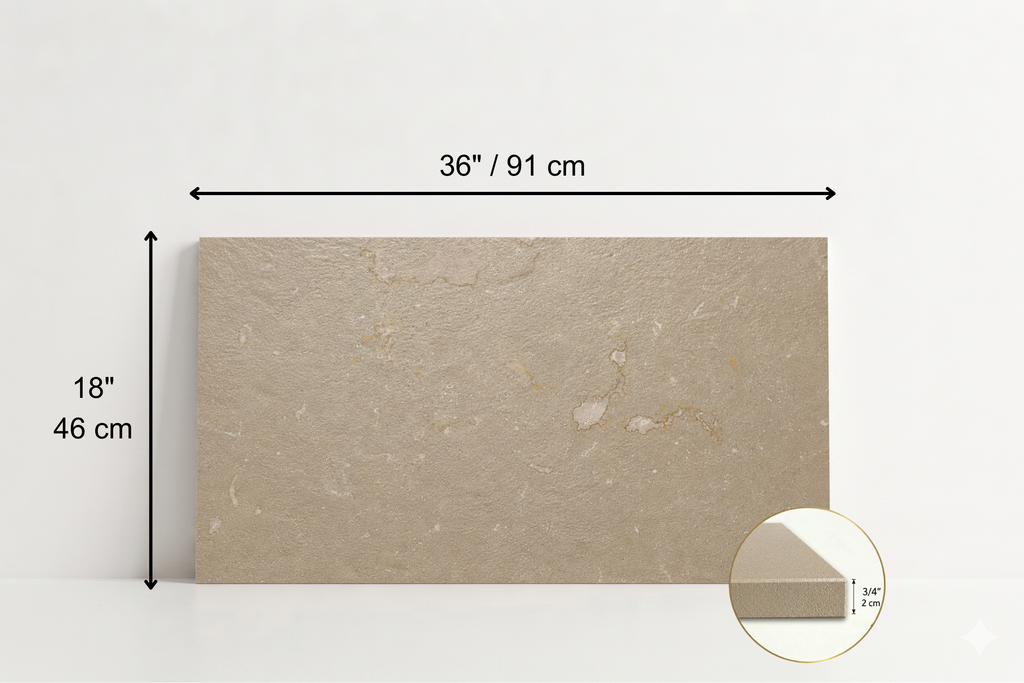 TILE BEIGE LEATHER TRAVERTINE 18" x 36" x 3/8 CROSS CUT