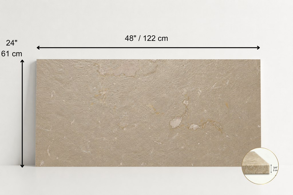 TILE BEIGE LEATHER TRAVERTINE 24" x 48" x 3/4 CROSS CUT