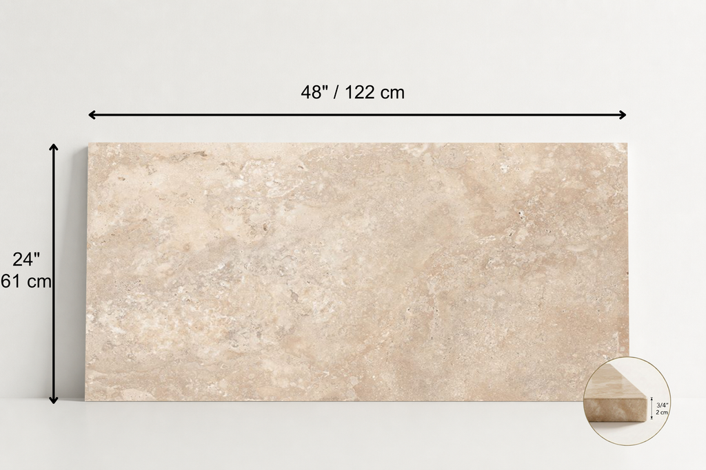 TILE BEIGE LEATHER TRAVERTINE 24" x 48" x 3/4 CROSS CUT