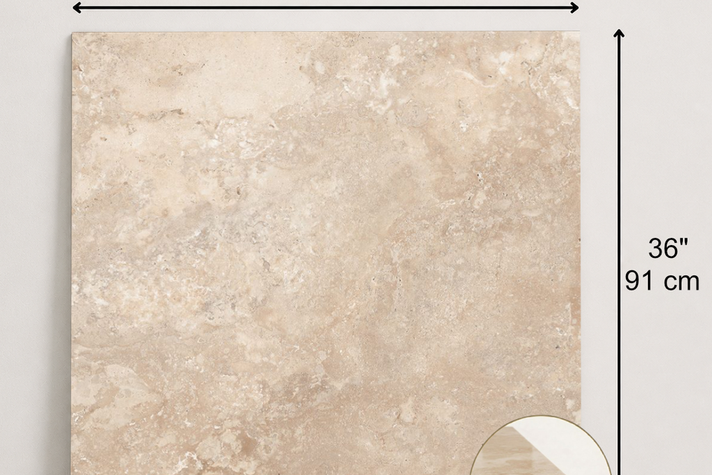 TILE BEIGE LEATHER TRAVERTINE 36" x 36" x 3/4 CROSS CUT