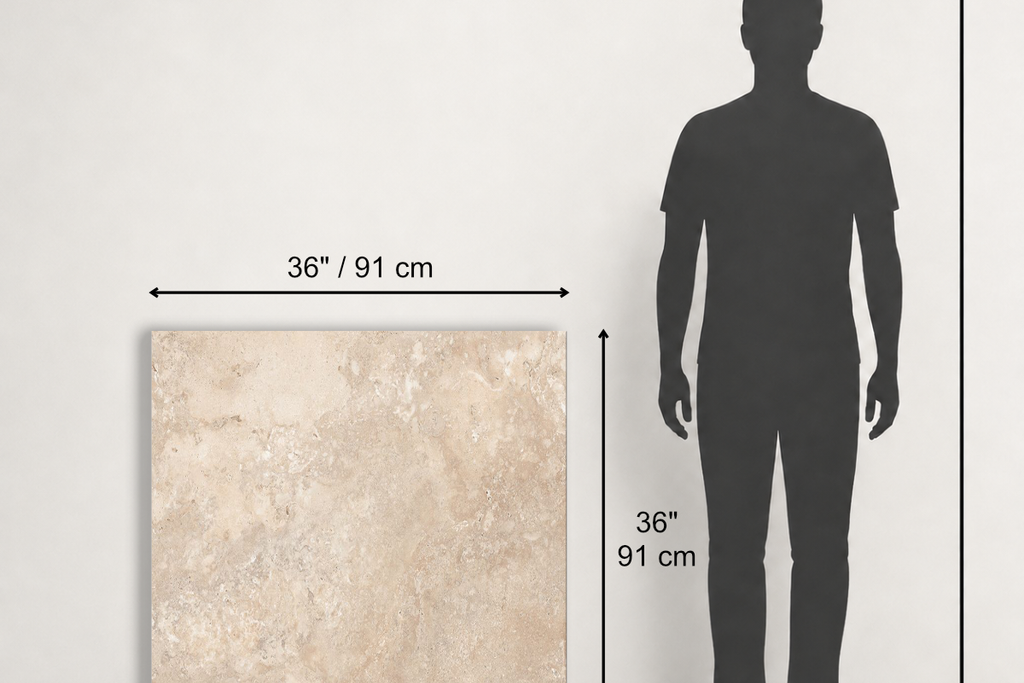 TILE BEIGE LEATHER TRAVERTINE 36" x 36" x 3/4 CROSS CUT