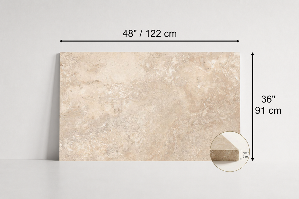 TILE BEIGE LEATHER TRAVERTINE 36" x 48" x 3/4 CROSS CUT
