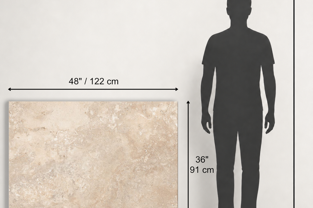 TILE BEIGE LEATHER TRAVERTINE 36" x 48" x 3/4 CROSS CUT