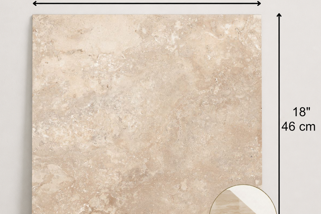 TILE BEIGE LEATHER TRAVERTINE 48" x 48" x 3/4 CROSS CUT
