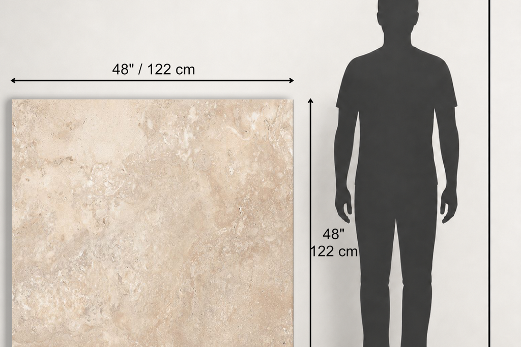 TILE BEIGE LEATHER TRAVERTINE 48" x 48" x 3/4 CROSS CUT