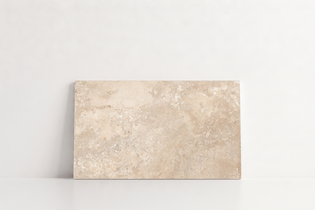 PAVERS BEIGE LEATHER TRAVERTINE 6" X 12" X 1 1/4" CROSS CUT
