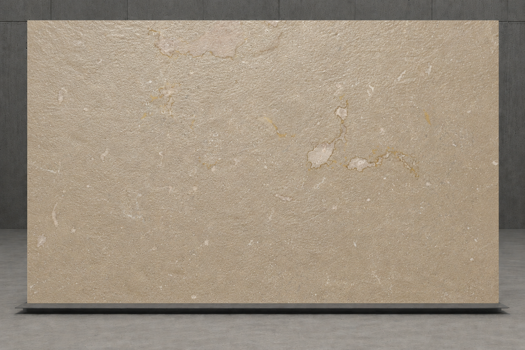SLAB BEIGE LEATHER TRAVERTINE 71" x 100" x 3/4" CROSS CUT