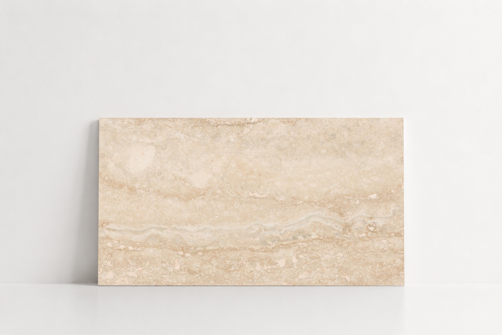 TILE BEIGE LEATHER TRAVERTINE 12" x 24" x 3/8 VEIN CUT