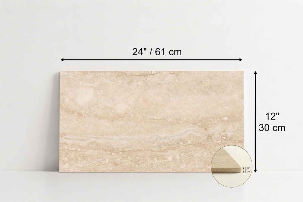 TILE BEIGE LEATHER TRAVERTINE 12" x 24" x 3/8 VEIN CUT