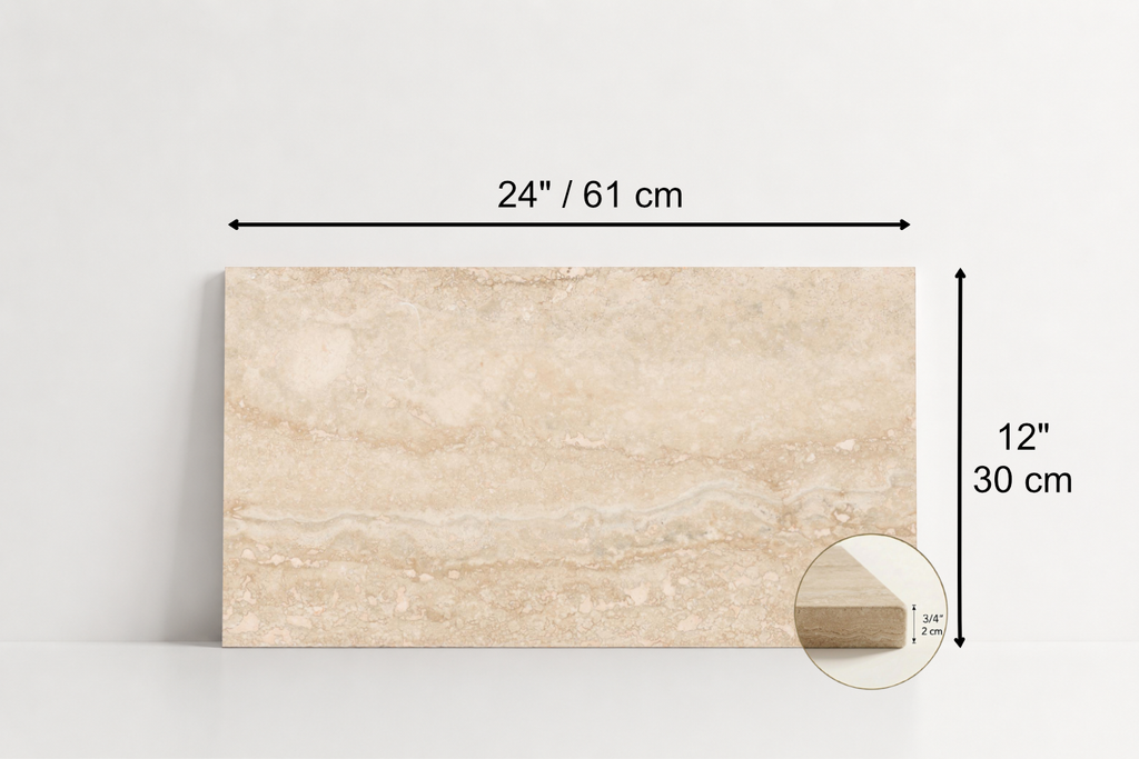 TILE BEIGE LEATHER TRAVERTINE 12" x 24" x 3/4 VEIN CUT