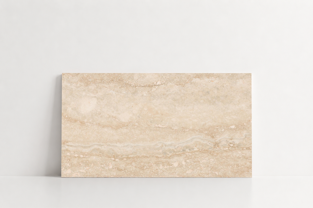 PAVER BEIGE LEATHER TRAVERTINE 12" X 24" X 1 1/4" VEIN CUT