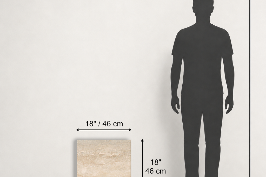 TILE BEIGE LEATHER TRAVERTINE 18" x 18" x 3/4 VEIN CUT