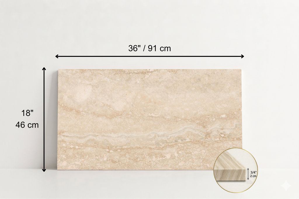 TILE BEIGE LEATHER TRAVERTINE 18" x 36" x 3/4 VEIN CUT