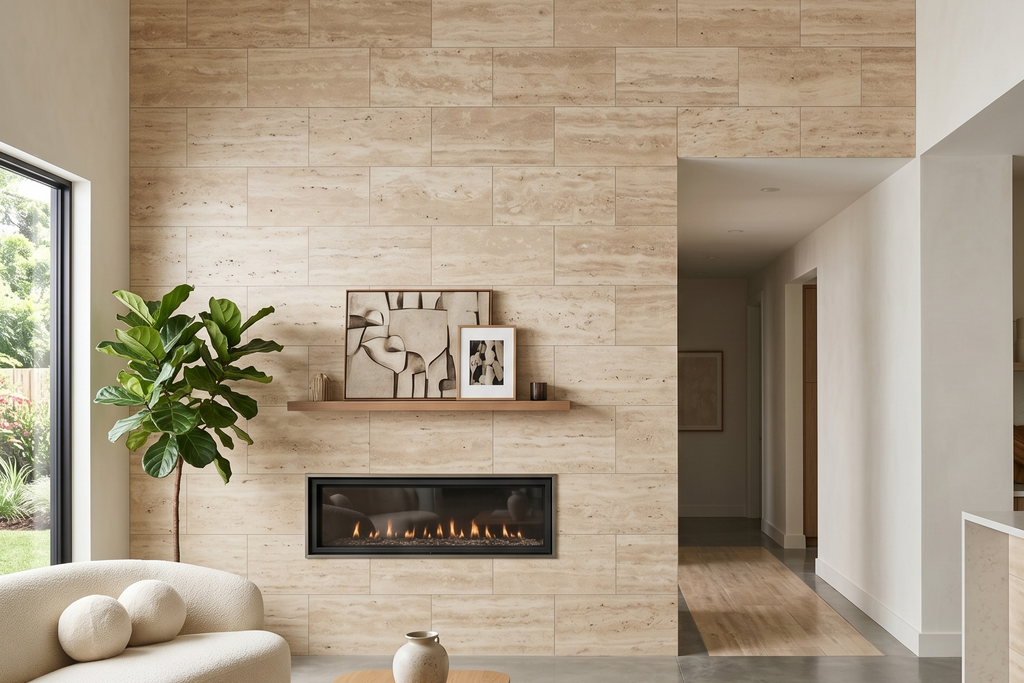 TILE BEIGE LEATHER TRAVERTINE 18" x 36" x 3/4 VEIN CUT