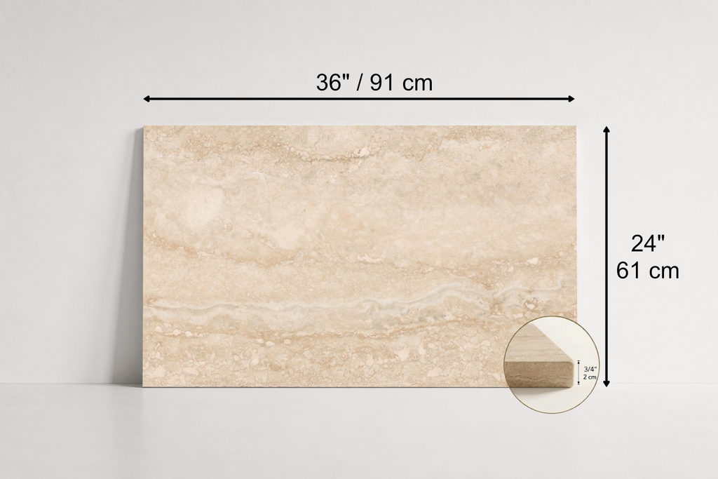 TILE BEIGE LEATHER TRAVERTINE 24" x 36" x 3/4 VEIN CUT