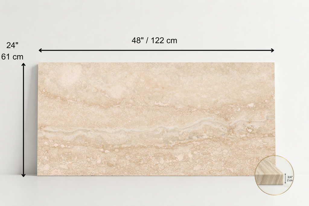 TILE BEIGE LEATHER TRAVERTINE 24" x 48" x 3/4 VEIN CUT