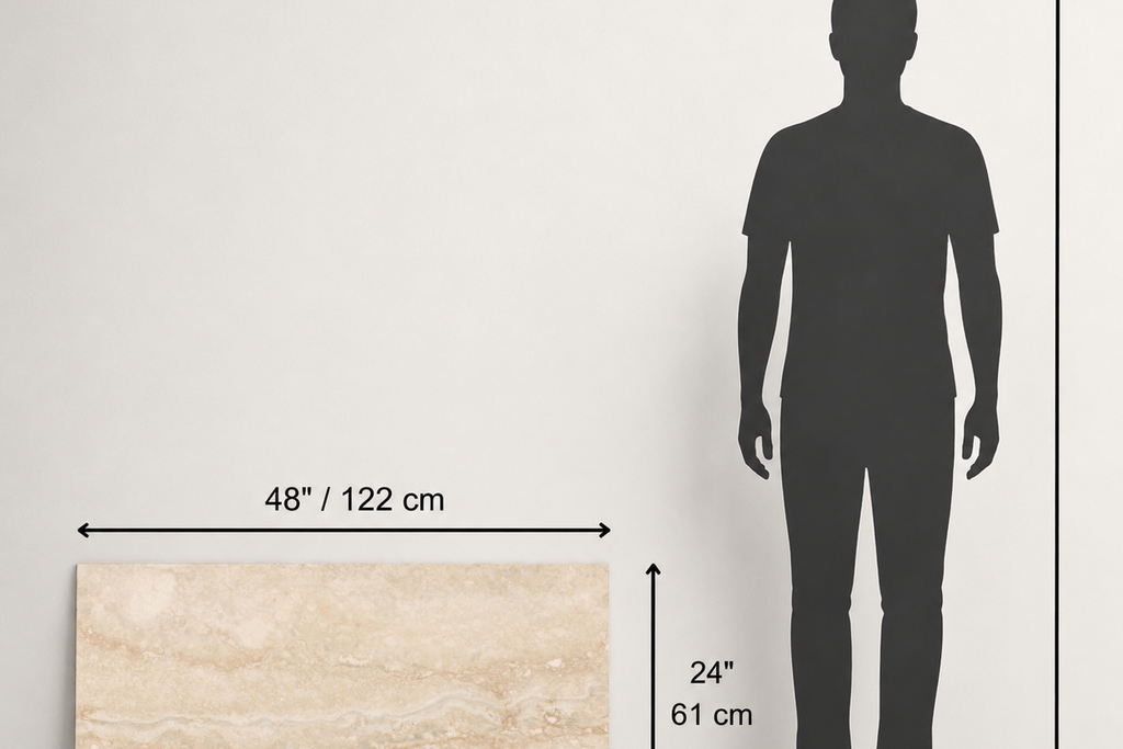 TILE BEIGE LEATHER TRAVERTINE 24" x 48" x 3/4 VEIN CUT