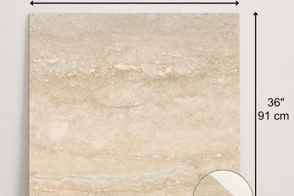 TILE BEIGE LEATHER TRAVERTINE 36" x 36" x 3/4 VEIN CUT