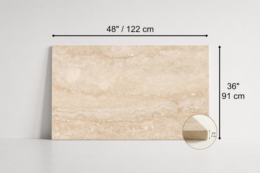 TILE BEIGE LEATHER TRAVERTINE 36" x 48" x 3/4 VEIN CUT